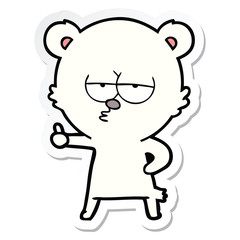 sticker of a bored polar bear cartoon giving thumbs up sign