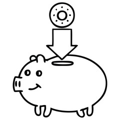 line drawing cartoon piggy bank