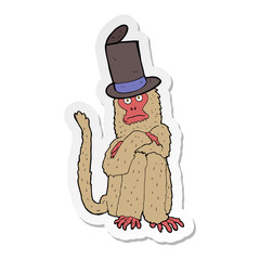 sticker of a cartoon monkey wearing hat