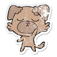 distressed sticker of a cute cartoon dog