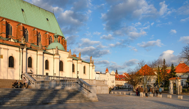 Gniezno - cityscape, view to the gothic cathedral. Medieval architecture in Poland.