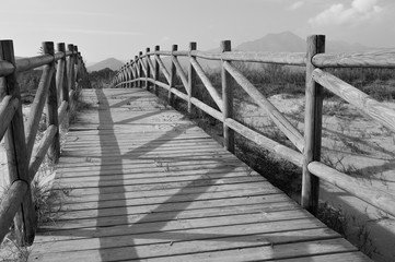 Footbridge on the beach of Gandia