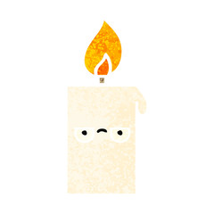 retro illustration style cartoon lit candle