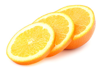 sliced orange isolated on white background. healthy food