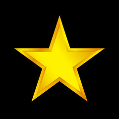 Obraz premium gold star shape isolated on black background, golden star icon, gold star logo, image of golden star symbol for graphic element of decorate embellish design