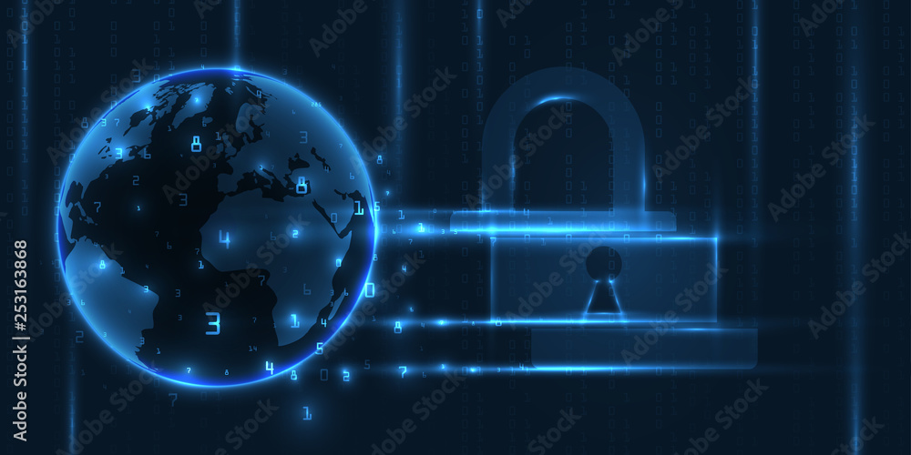 Poster cyber security concept on dark background, abstract digital internet. abstract background technology