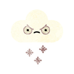 retro illustration style cartoon snow cloud
