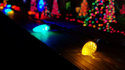 Fototapeta na wymiar Close up of festival decorative LED bulb in crystal look