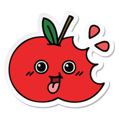 sticker of a cute cartoon red apple