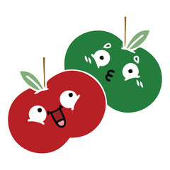 flat color retro cartoon juicy apple