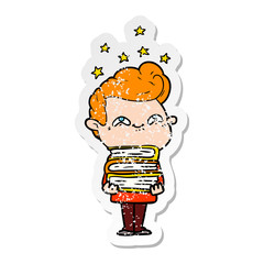 distressed sticker of a cartoon excited man