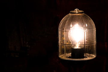 Very beautiful burning nostalgic lamp at night