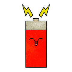 retro grunge texture cartoon battery