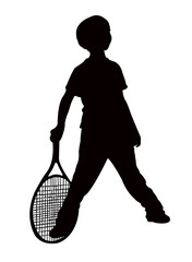 tennis player boy body silhouette vector