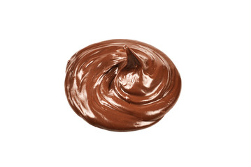 Chocolate cream isolated on white background.