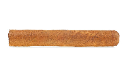 Side view of brown cigar isolated on white background