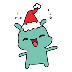 christmas cartoon of kawaii alien