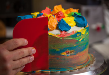 Preparation of cake and carnival pastries.