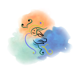 watercolor image of the  taurus zodiac sign