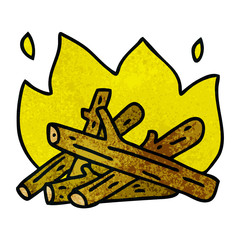 quirky hand drawn cartoon campfire