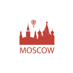 illustration of moscow landmark isolated on white background