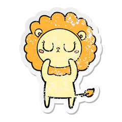 distressed sticker of a cartoon lion