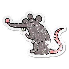 distressed sticker of a cartoon rat
