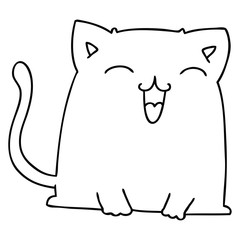 quirky line drawing cartoon cat