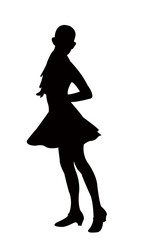 a girl dancing, silhouette vector