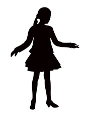 a girl dancing, silhouette vector