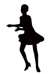 a girl dancing, silhouette vector