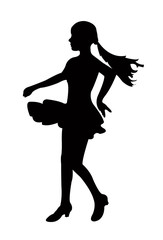 Fototapeta na wymiar a girl dancing, silhouette vector