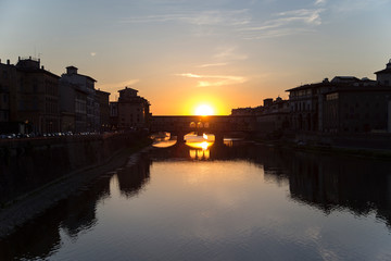 Fototapeta na wymiar Florence with Ponte Vecchio and river Arno