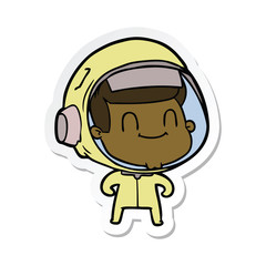 sticker of a happy cartoon astronaut man