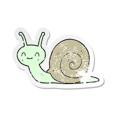 retro distressed sticker of a cartoon cute snail