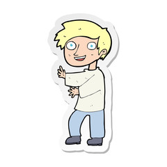sticker of a cartoon excited boy