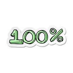 sticker of a cartoon 100% sign