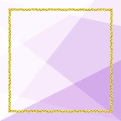template banner with golden glitter frame on soft purple geometric background, glitter gold frame for advertising promotion special sale discount on media social online marketing products cosmetics