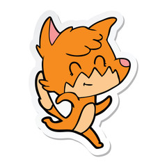 sticker of a cartoon friendly fox