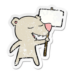 distressed sticker of a cartoon bear