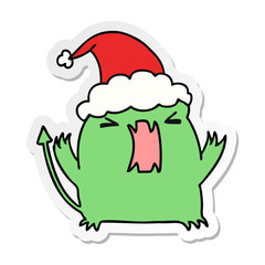 christmas sticker cartoon of kawaii devil