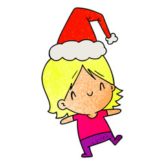 christmas textured cartoon of kawaii girl