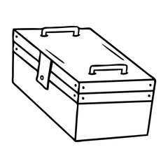 line drawing doodle of a metal tool box