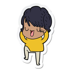 sticker of a cartoon woman talking