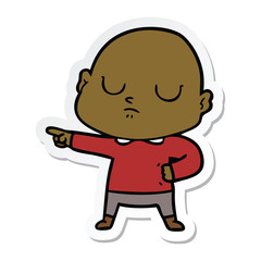 sticker of a cartoon bald man