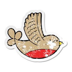 distressed sticker of a cartoon bird