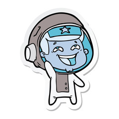 sticker of a cartoon laughing astronaut