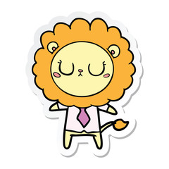 sticker of a cartoon lion in business clothes