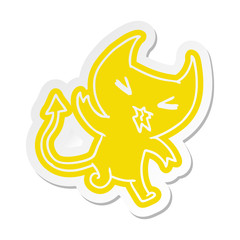 cartoon sticker of a kawaii cute demon