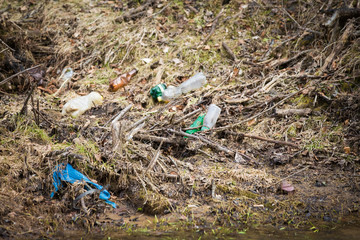 River marine plastic pollution, plastic free concept